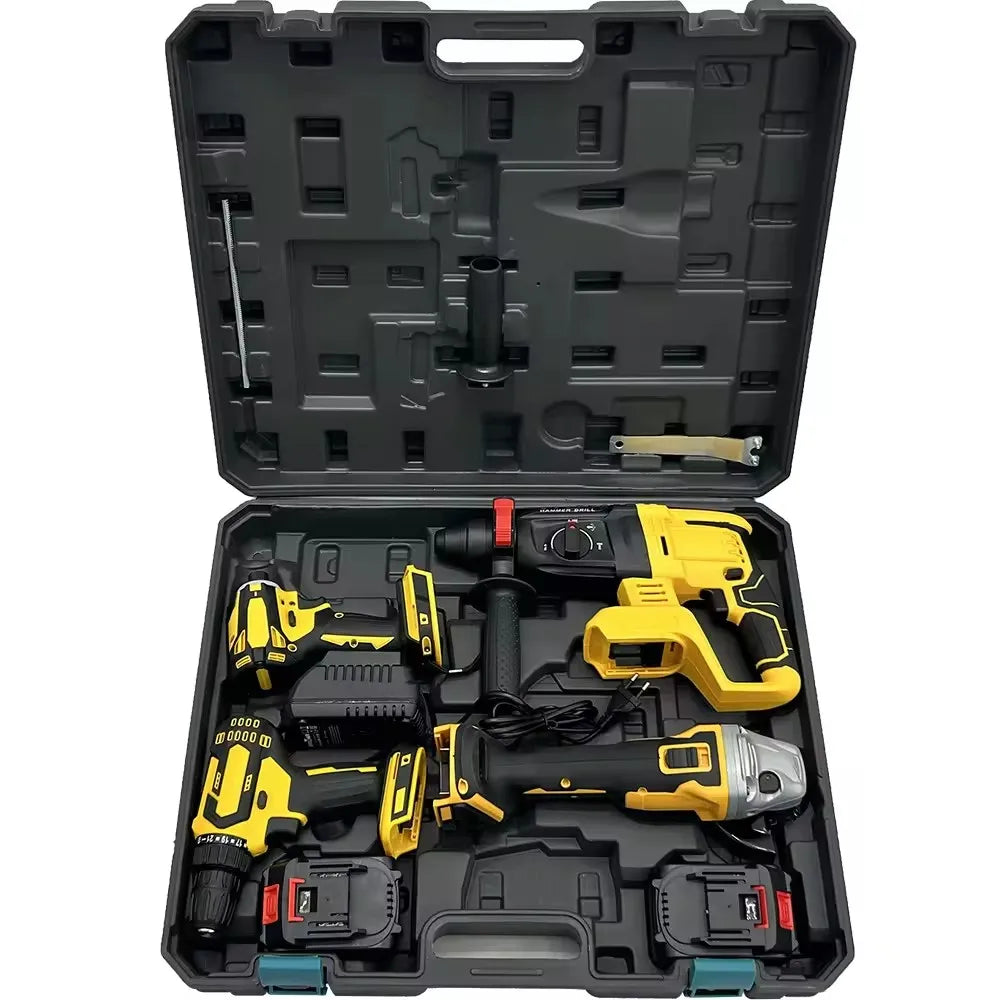 21v Lithium Battery Cordless Electric Drill Power Drilling Machines Brushless Drill Tools Combo Set Power Tool Combo