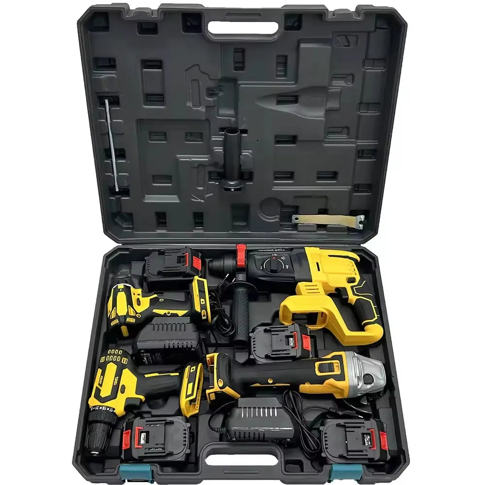 21v Lithium Battery Cordless Electric Drill Power Drilling Machines Brushless Drill Tools Combo Set Power Tool Combo