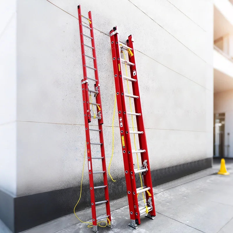 20ft 40ft Folding Insulation Lift Fiberglass Combination Ladder Engineering Reinforced Plastic Fire Ladder