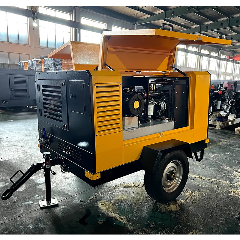Portable 10m³/ 10bar Diesel-Screw Air Compressor with Lube Motor Engine 220V Miningioned Wheels for Home Use