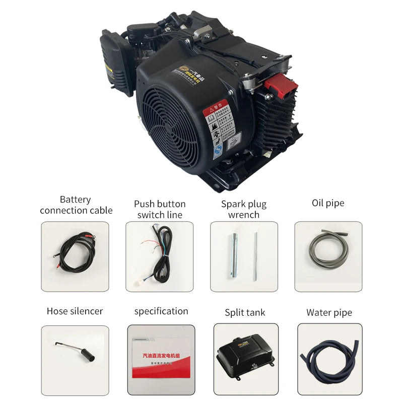 Gasoline Alternator Gasoline Electric 48-volt DC Range Extender 60v 72v 48v Water Cooled Generator DC48v Generator