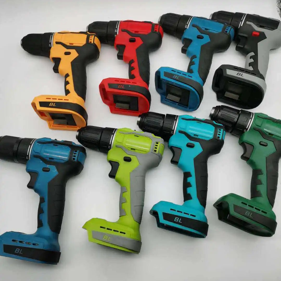 21V Brushless Electric Drilling Machine Rechargeable Lithium Impact Electric Drill Cordless Two Battery One Charger Power Drills