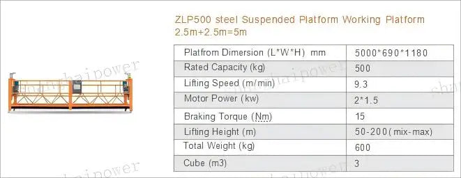 Zlp500 Working Platform Steel Suspended Platform Window Cleaning Machine Scaffolding