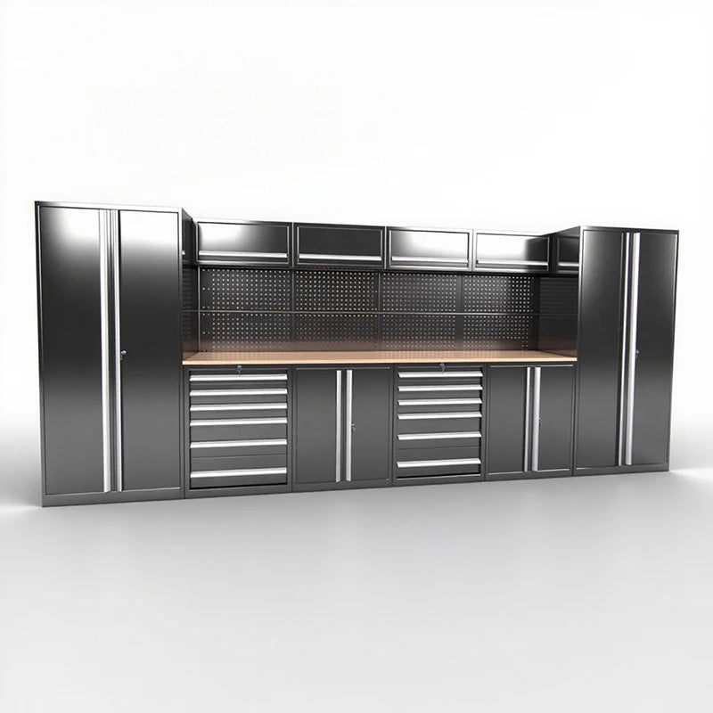 Heavy-Duty Multifunctional Metal Tool Chest and Trolley Modular Garage Cabinets for Workshop Workbench Storage