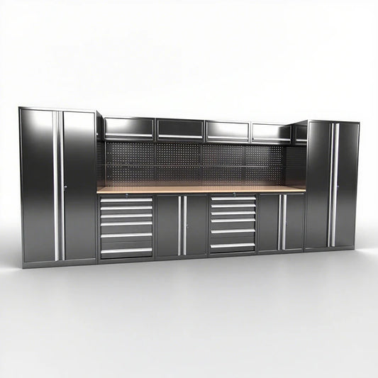 Heavy-Duty Multifunctional Metal Tool Chest and Trolley Modular Garage Cabinets for Workshop Workbench Storage