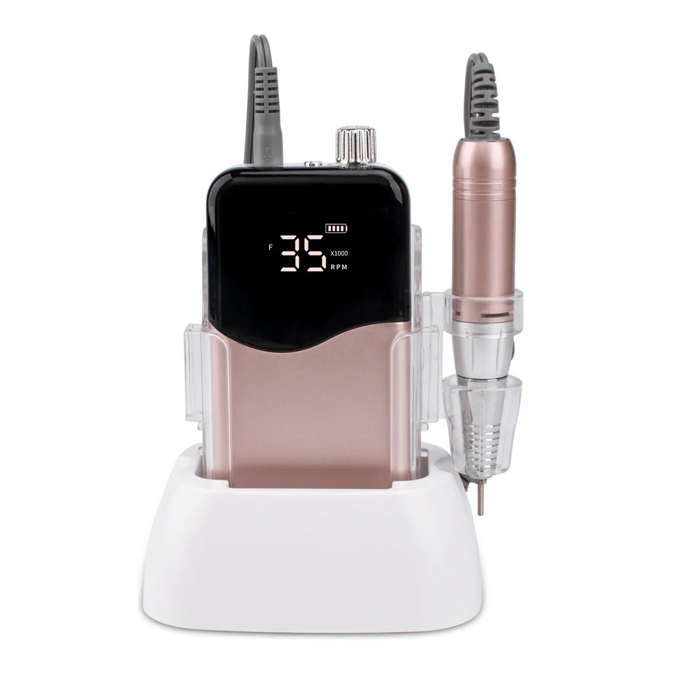 Rose Gold EU Hot Selling High Speed Nail Drill Machine Cordless Wireless Portable Master Electric E File With Drill Bits