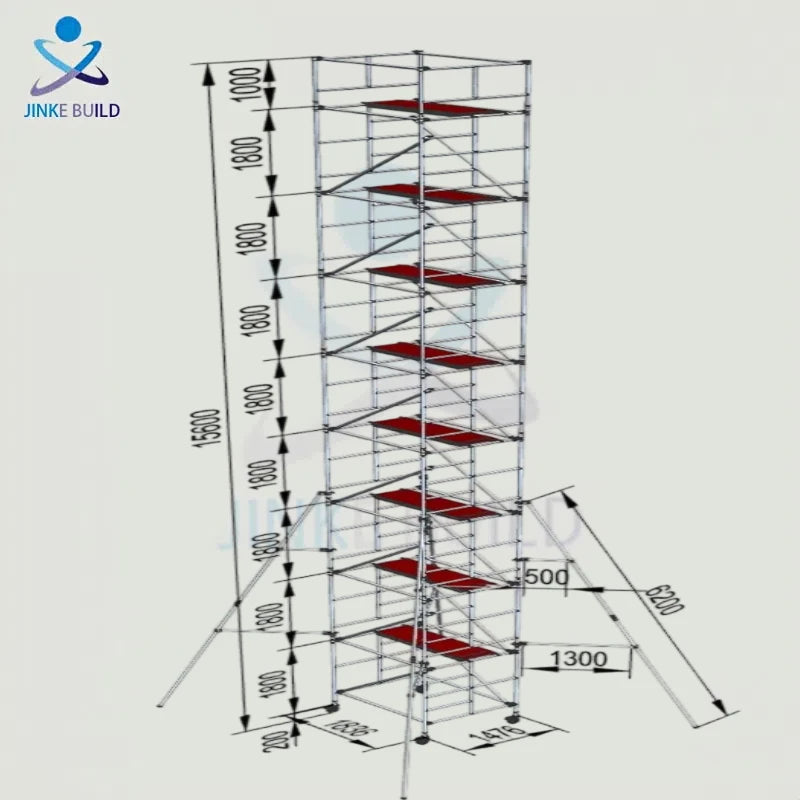 Factory Directly Shipped Aluminum Alloy Mobile Scaffolding System 10.2m Height with Aluminum Wood Composite Board