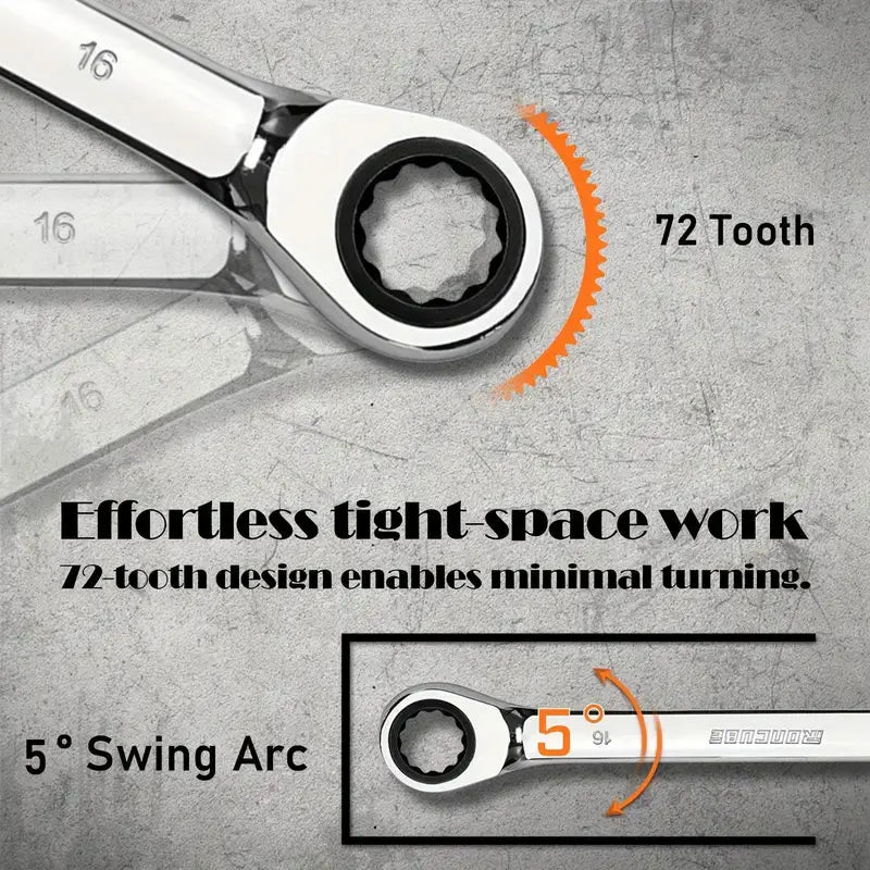 Chrome Finish Polish Dual-Purpose Open-Ended Steel Wrench Set Metric Hand Wrench Spanner Tools for Industrial DIY Repair OEM