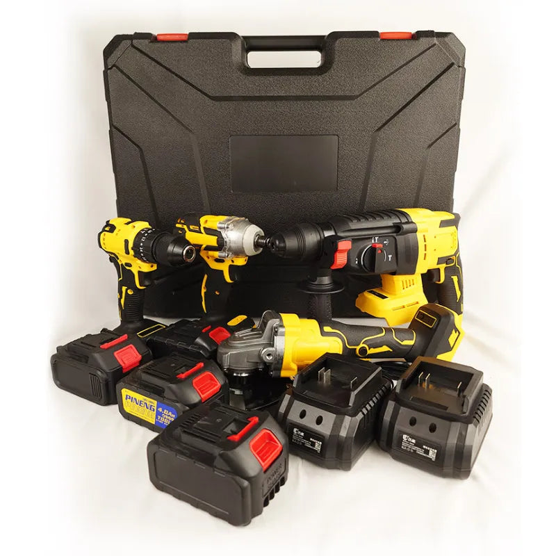 Cordless Battery Power Tool Set Combination Kit Angle Grinder Wrench Rotary Hammer Hardware Efficient