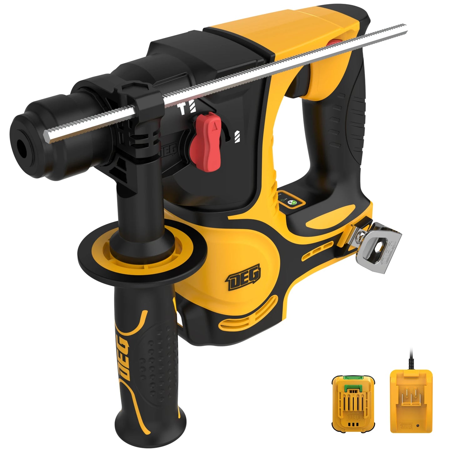 DEGLASERS SDS-PLUS Rotary Hammer Drill Brushless Motor Variable Speed Cordless 12V 5.0AH Battery Industrial Grade Construction