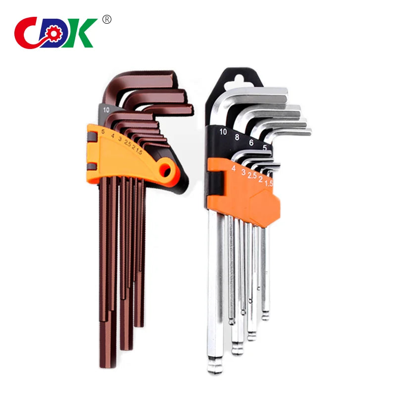 9pcs/set Ball Head Mini Hexagon Hex Allen Key Set Wrench Screwdriver Hand Tool Kit Micro Hex Wrench 1.5mm-10mm Not Rated 200n-m