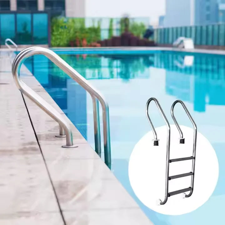 3-Step Design Pool Ladder Factory MU Wholesale Stainless Steel with Safe Plastic Steps for Swimming Pool