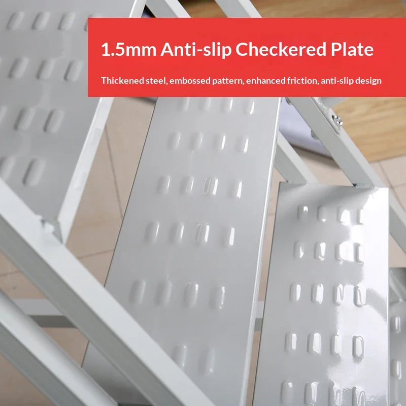 Steel Step Ladder with Mobile Wheels for Warehouse and Supermarket Use Portable Two/Three-Step Lift Cart Platform