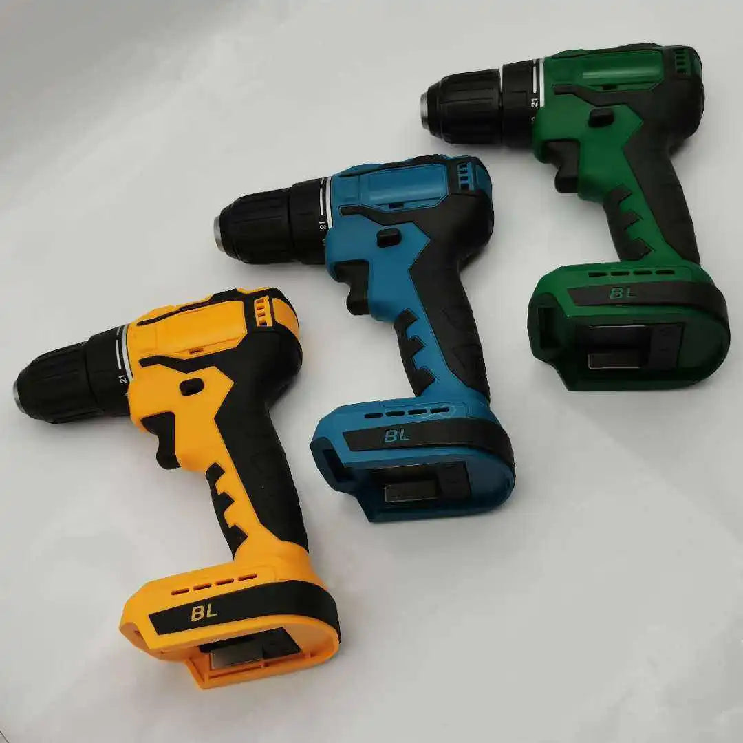 21V Brushless Electric Drilling Machine Rechargeable Lithium Impact Electric Drill Cordless Two Battery One Charger Power Drills