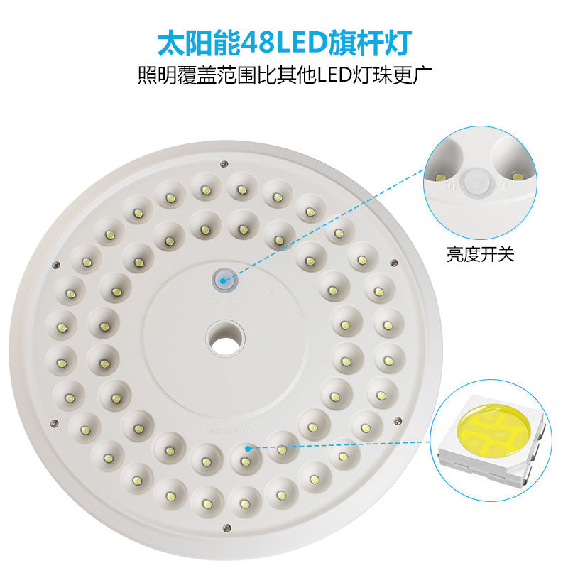 Ultra-Bright 48 LED Solar Flagpole & Outdoor Tent Light (Weatherproof)