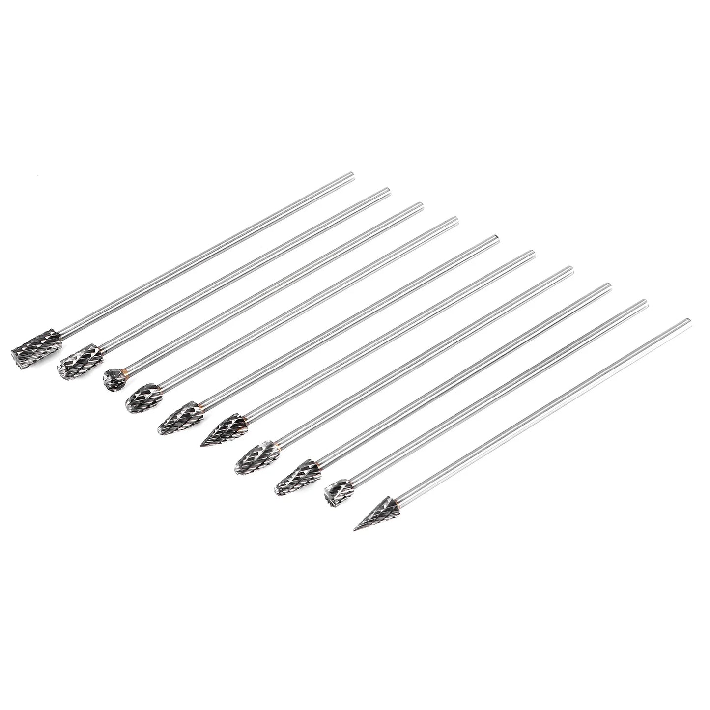 Drill Bit Sets 10Pc 4 Inch Long Double Cut  Solid Carbide Rotary Burrs Set 1/8 Inch(3mm) Shank Twist Drill Bit for Rotary Tools