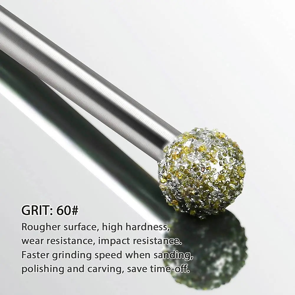 Diamond Grinding Burr Drill Bit Set for Dremel Rotary Tool Diamond Burr Bits with 1/8 Inch Shank Rotary Tool Accessories