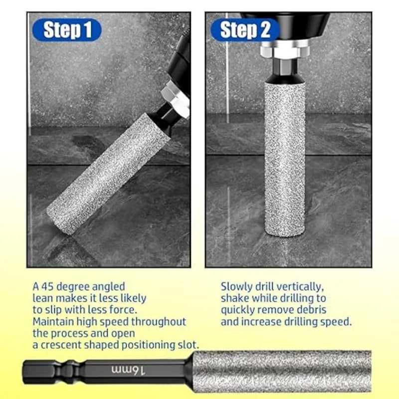 Diamond Drill Bits - 5/6/8/10/12/14/16mm, 1/4 Hex Shank, Diamond Core Drill Bit for Ceramic,Granite,Tile,Glass,Marble,Brick,etc