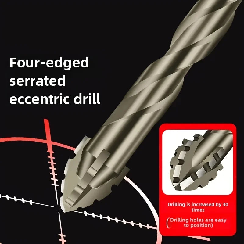 7pcs Carbide Four-Blade Serrated Drill Bit Set for Dry Drilling Porcelain Tile Ceramic Glass Marble Concrete Stone Hole Openner