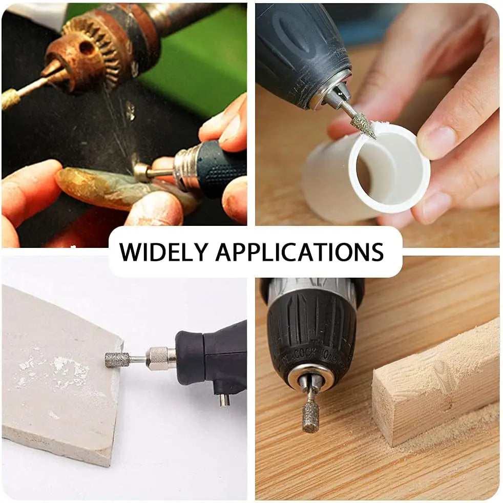 Diamond Grinding Burr Drill Bit Set for Dremel Rotary Tool Diamond Burr Bits with 1/8 Inch Shank Rotary Tool Accessories