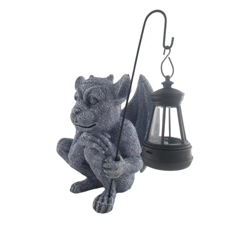 Solar Gargoyle Statue Outdoor Garden Decor Figurine-0