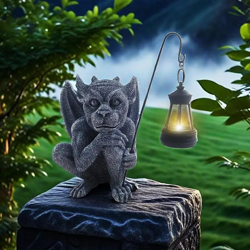 Solar Gargoyle Statue Outdoor Garden Decor Figurine-4