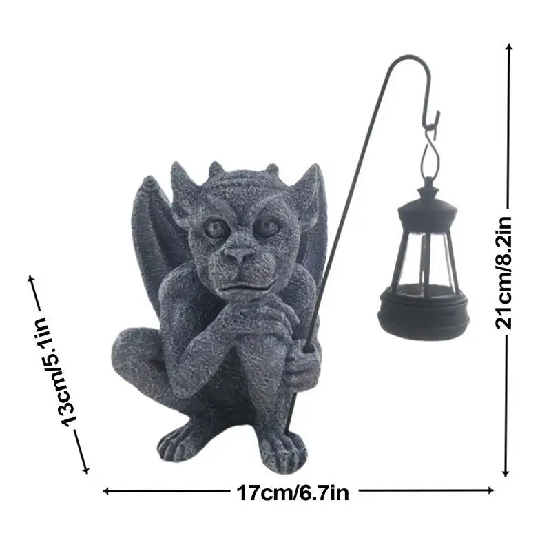 Solar Gargoyle Statue Outdoor Garden Decor Figurine-2