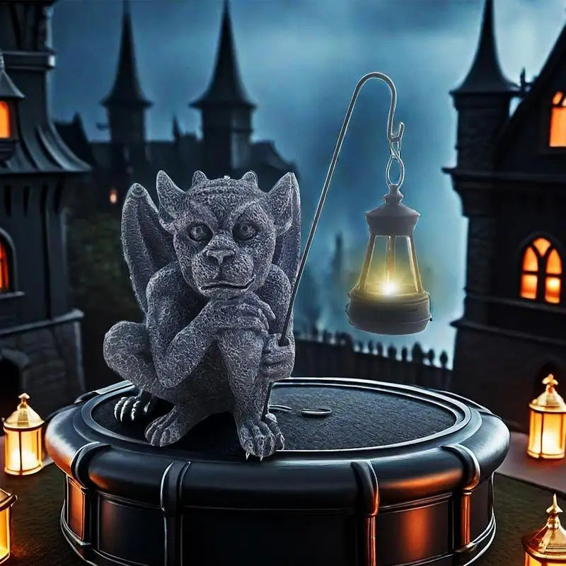 Solar Gargoyle Statue Outdoor Garden Decor Figurine-3
