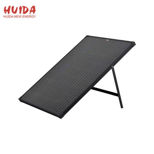 All-Black Monocrystalline Solar Panel with Integrated Kickstand (20W–600W)