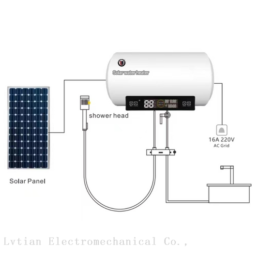50L Hybrid Solar Water Heater System with MPPT & AC Grid Backup (1200W Solar / 2200W AC)