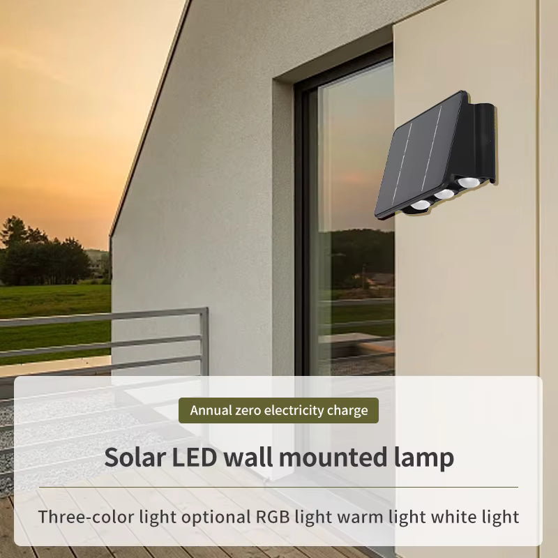 Solar Up & Down Wall Lights – Outdoor Waterproof Step & Deck Lighting (Warm White)