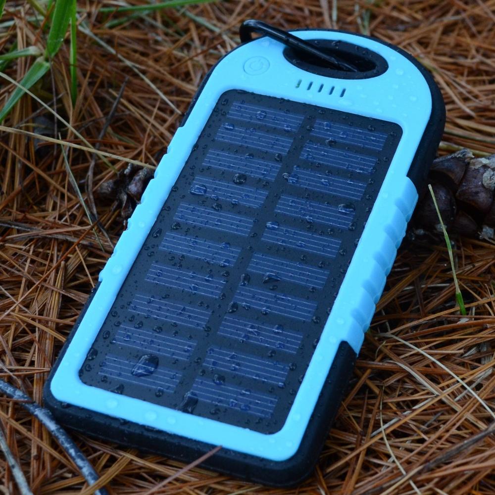Portable Solar Power Bank 5000mAh – Waterproof Keychain Charger with LED Flashlight