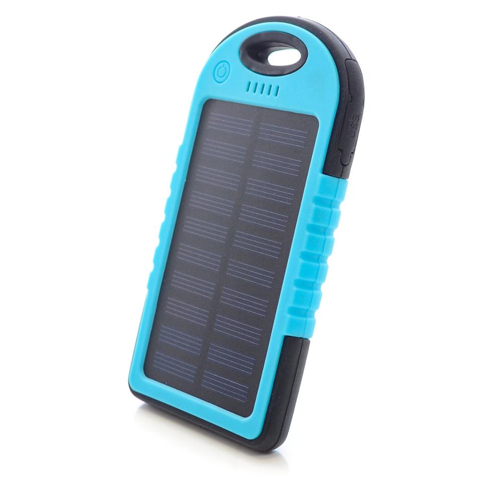 Portable Solar Power Bank 5000mAh – Waterproof Keychain Charger with LED Flashlight