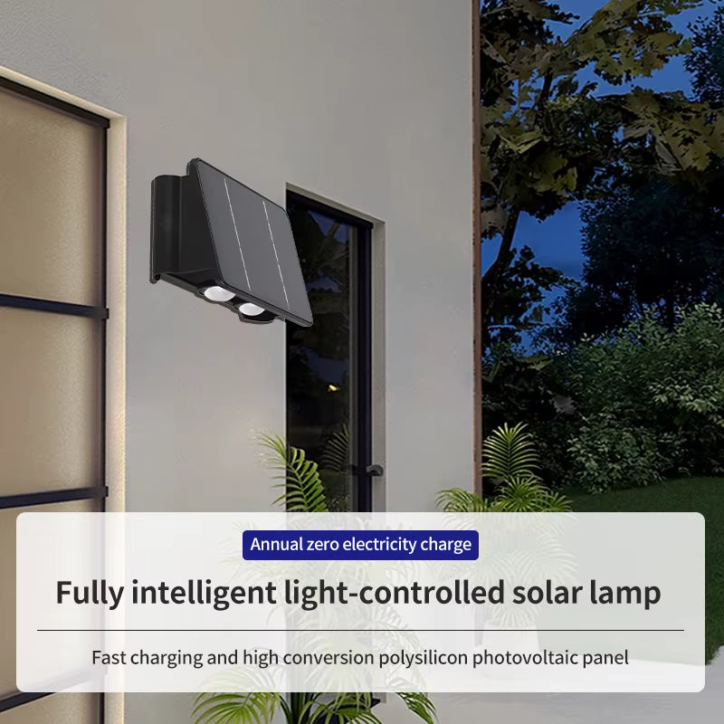 Solar Up & Down Wall Lights – Outdoor Waterproof Step & Deck Lighting (Warm White)