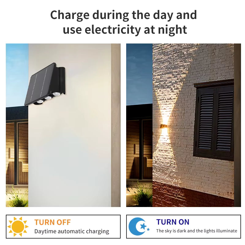 Solar Up & Down Wall Lights – Outdoor Waterproof Step & Deck Lighting (Warm White)