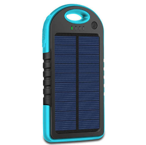 Portable Solar Power Bank 5000mAh – Waterproof Keychain Charger with LED Flashlight