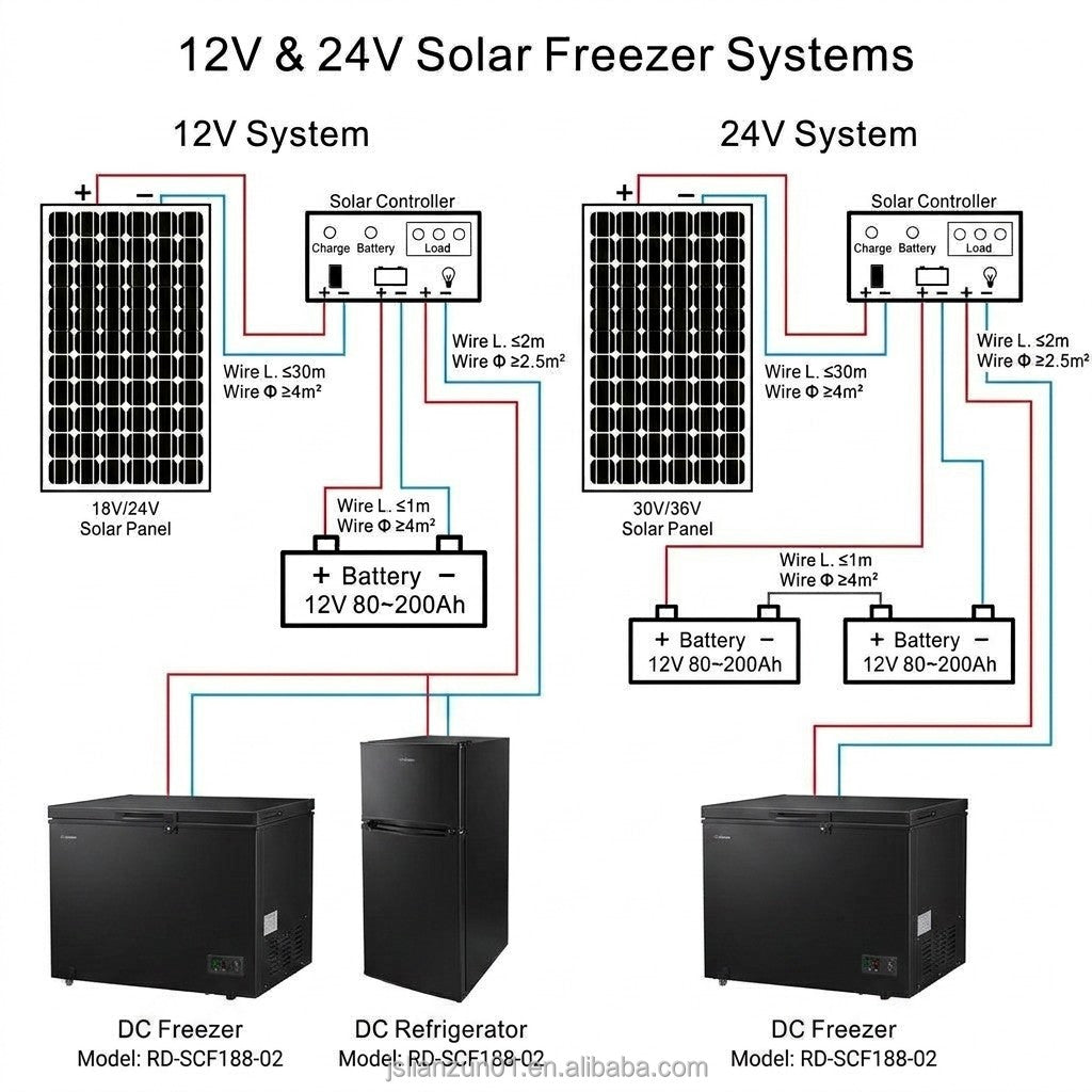 188L Solar Powered Chest Freezer & Deep Refrigerator (DC 12V/24V Dual Power + AC)