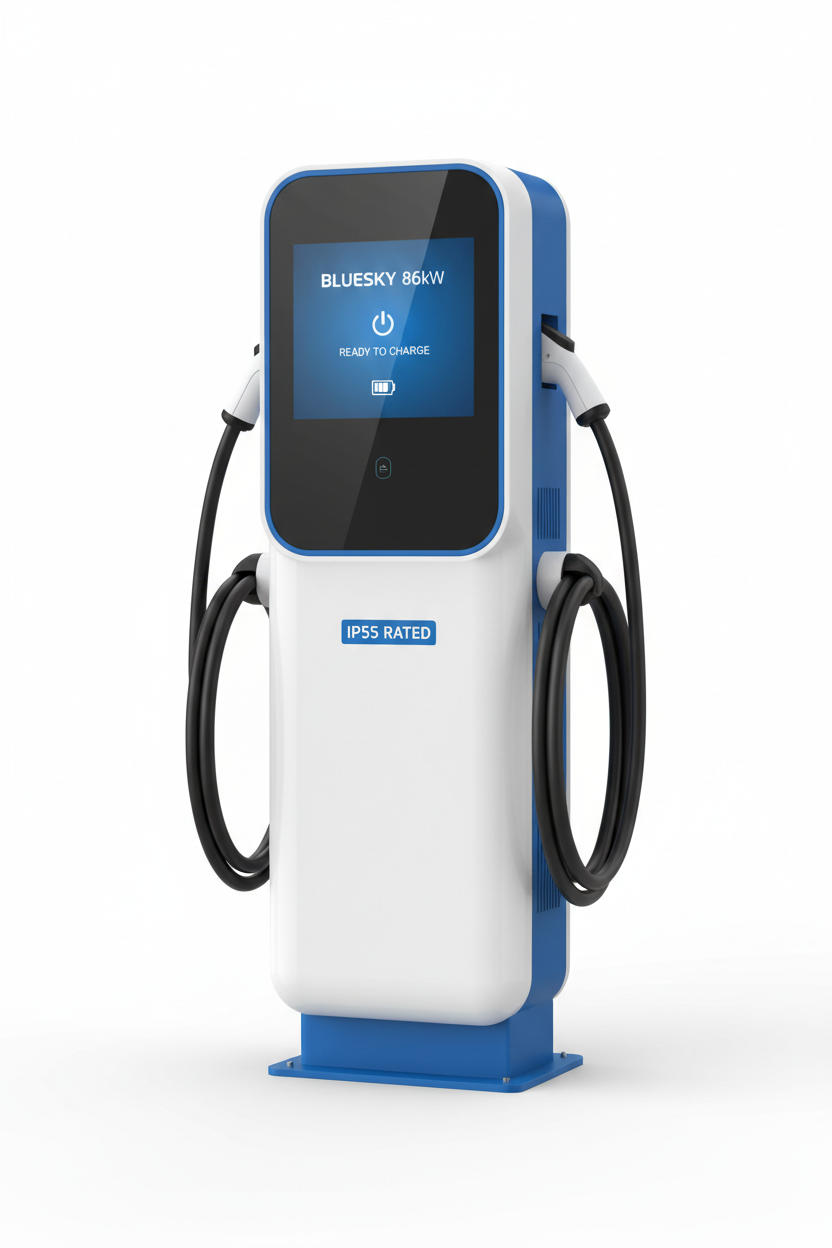 BLUESKY 86kW Commercial Floor-Mounted Dual-Gun AC EV Fast Charging Station (IP55)
