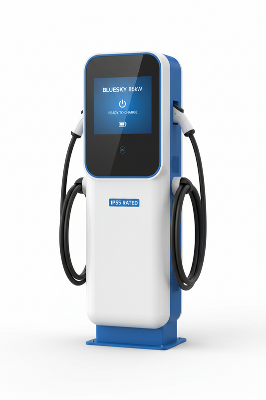 BLUESKY 86kW Commercial Floor-Mounted Dual-Gun AC EV Fast Charging Station (IP55)