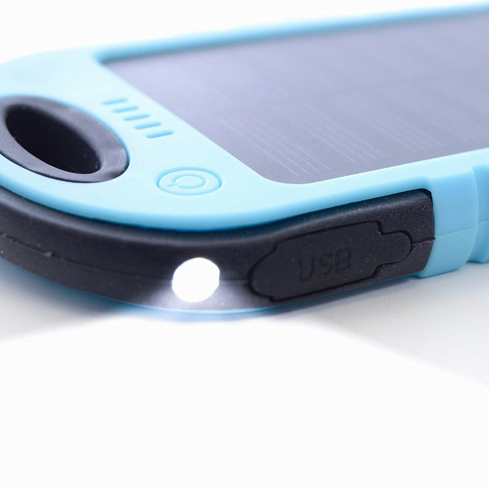 4000mAh Dual-USB Waterproof Solar Power Bank with Built-in Cable