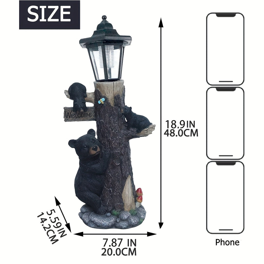 Solar Resin Bear Statue with LED Lights-2