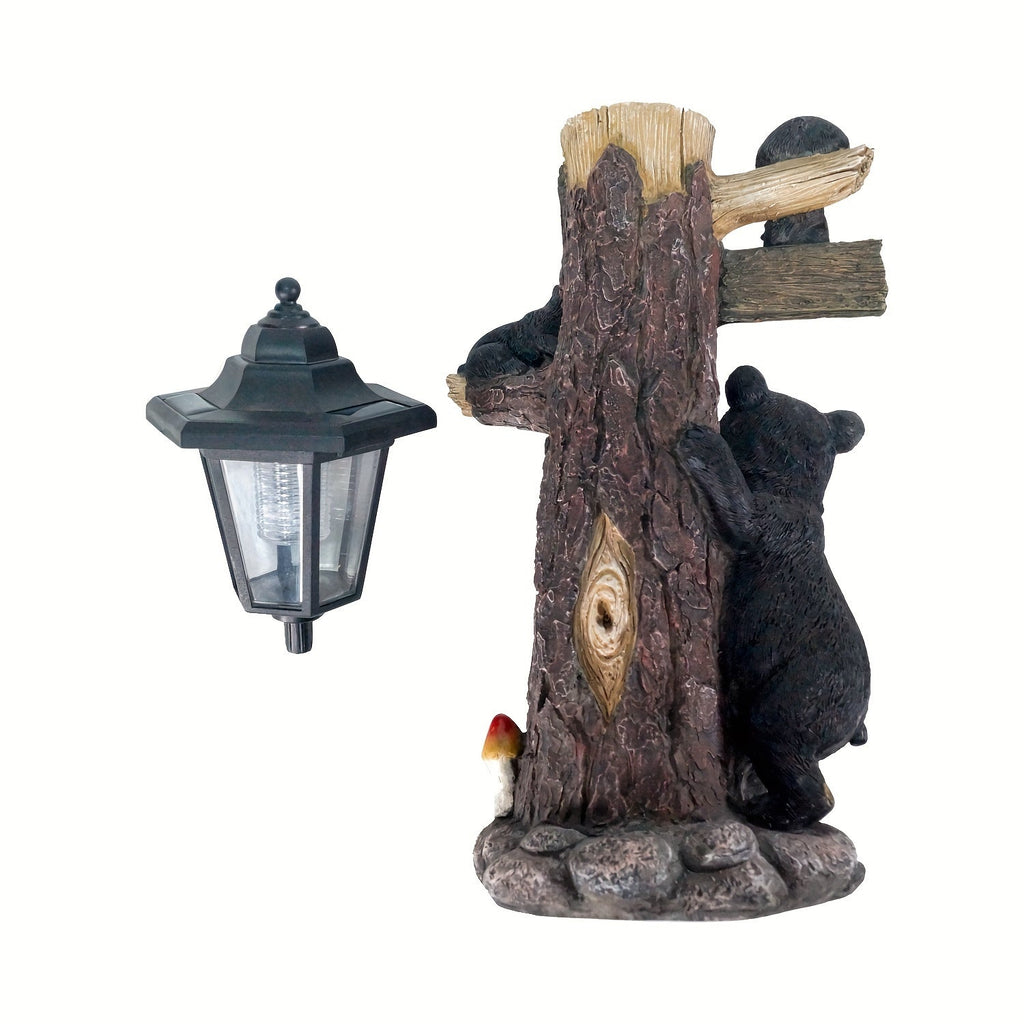 Solar Resin Bear Statue with LED Lights-0