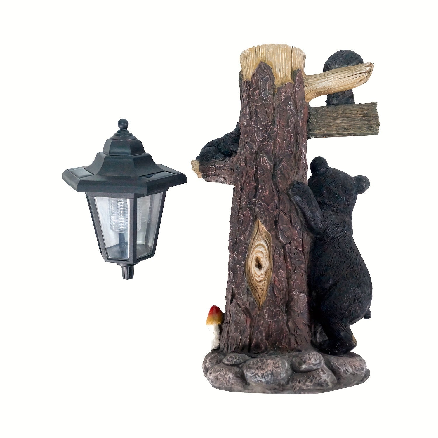 Solar Resin Bear Statue with LED Lights-0