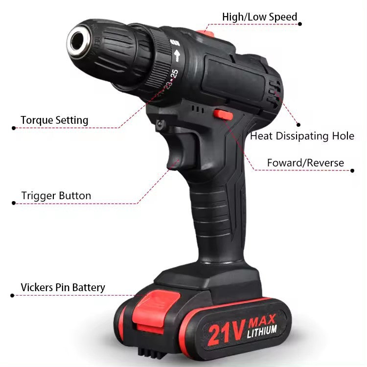 21V Dual-Speed Cordless Drill & Screwdriver Set (Heavy-Duty Carry Case)