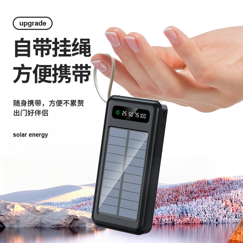 Portable Solar Power Bank with Built-in Cables & Phone Stand (10,000mAh – 50,000mAh)