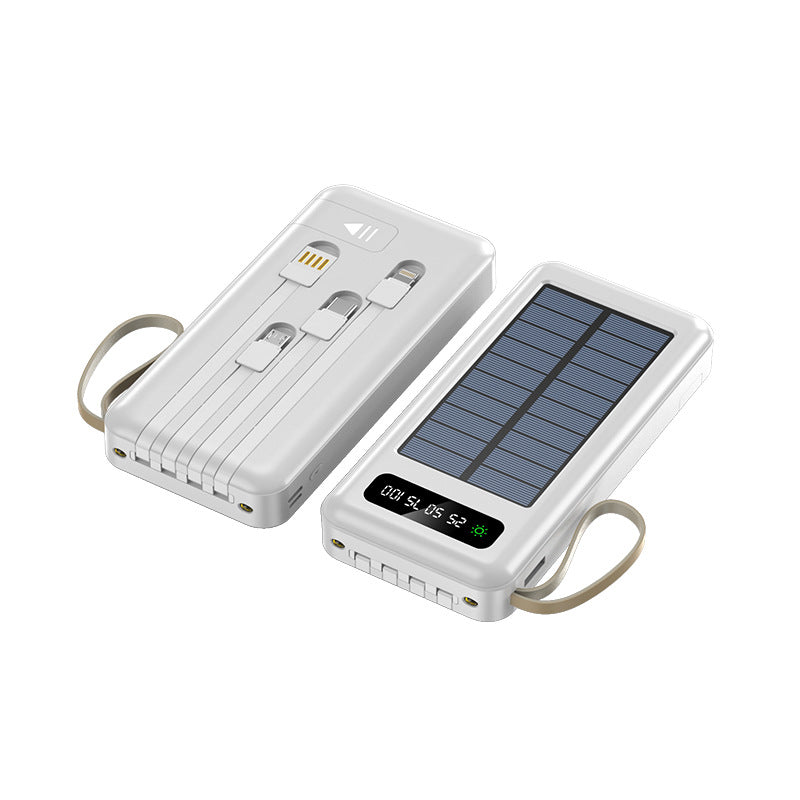 Portable Solar Power Bank with Built-in Cables & Phone Stand (10,000mAh – 50,000mAh)