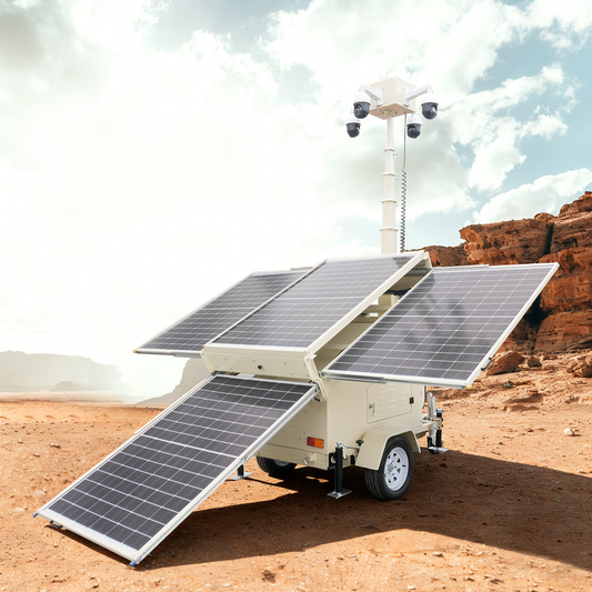 FURD FZMT-S1600 9M Portable Solar Light Tower with CCTV Trailer – 400W Solar, IP66