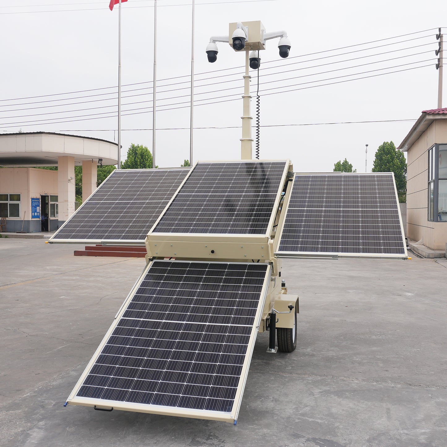 FURD FZMT-S1600 9M Portable Solar Light Tower with CCTV Trailer – 400W Solar, IP66
