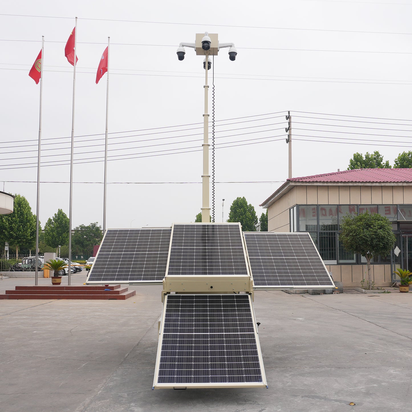 FURD FZMT-S1600 9M Portable Solar Light Tower with CCTV Trailer – 400W Solar, IP66