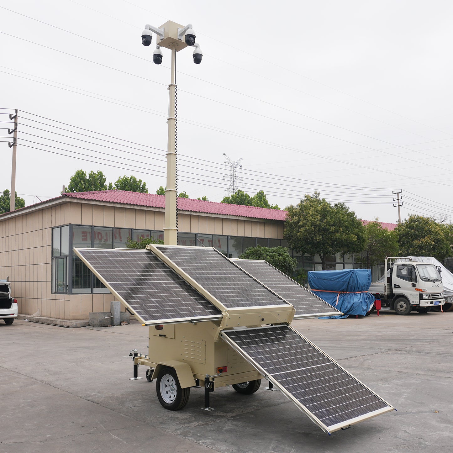 FURD FZMT-S1600 9M Portable Solar Light Tower with CCTV Trailer – 400W Solar, IP66